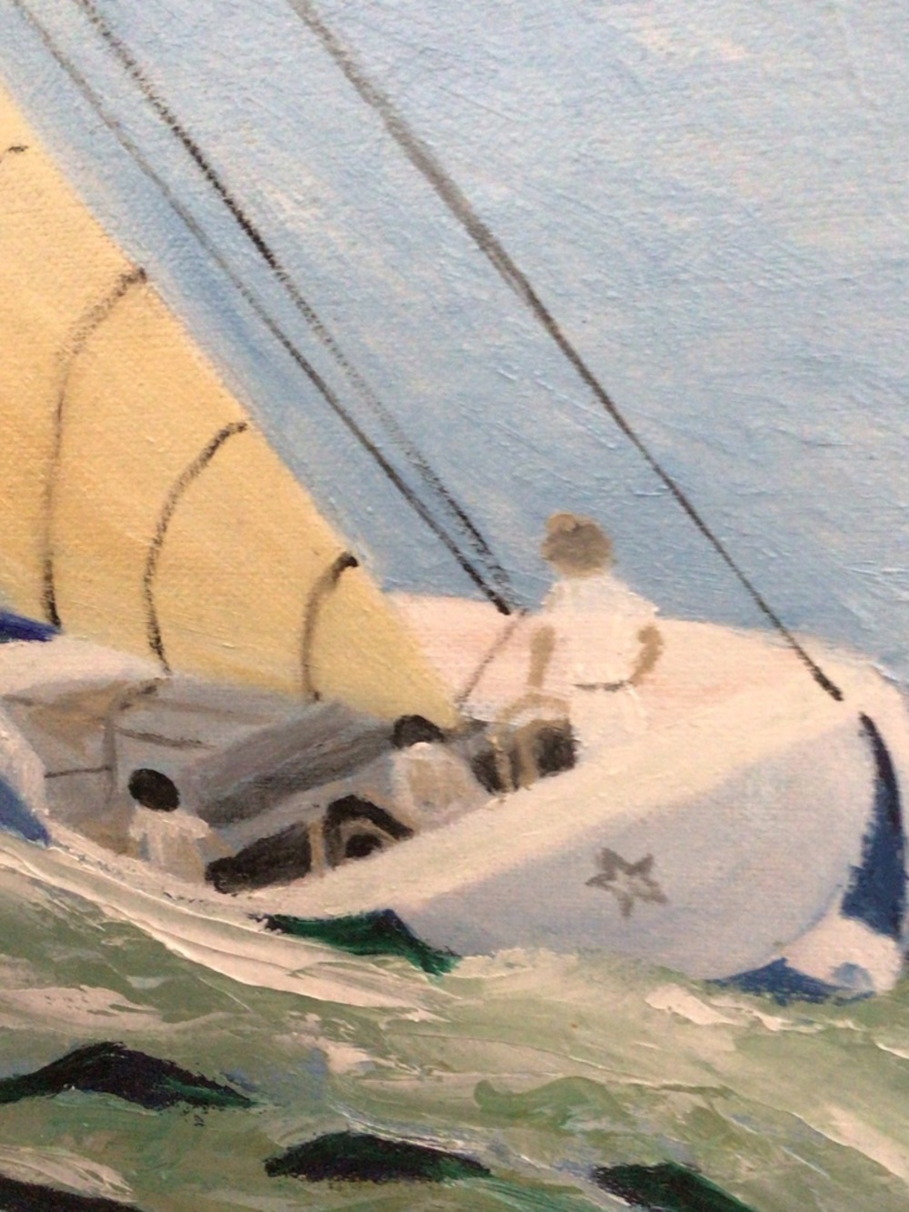 Original signed by local artist oil Framed Nautical Sailboat painting - Picture 4 of 11